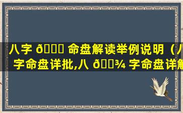 八字 🍀 命盘解读举例说明（八字命盘详批,八 🌾 字命盘详解）